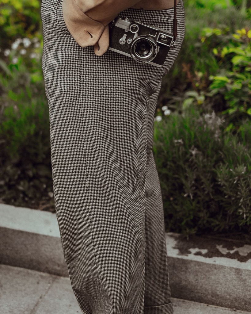 Houndstooth Wide-Leg Trousers